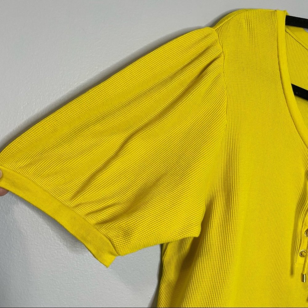 Lauren Ralph Lauren Waffle Knit Puff Sleeve Top - Picture 5 of 9